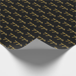 Black, Faux Gold 77th (Seventy-Seventh) Event Wrapping Paper