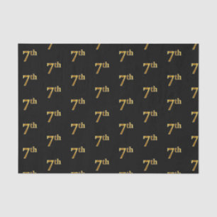 Black, Faux Gold 7th (Seventh) Event Tissue Paper