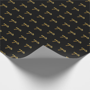 Black, Faux Gold 7th (Seventh) Event Wrapping Paper