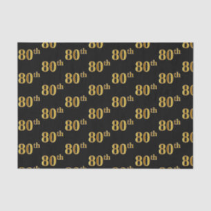 Black, Faux Gold 80th (Eightieth) Event Tissue Paper