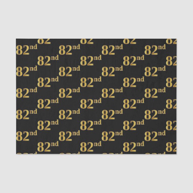 Black, Faux Gold 82nd (Eighty-Second) Event Tissue Paper (Front)