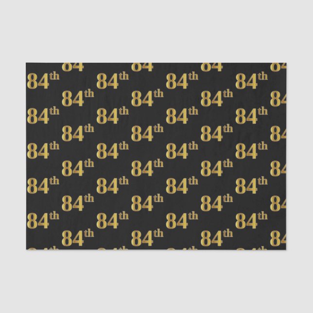 Black, Faux Gold 84th (Eighty-Fourth) Event Tissue Paper (Front)