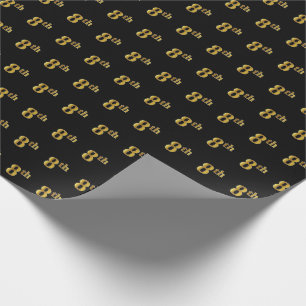Black, Faux Gold 8th (Eighth) Event Wrapping Paper