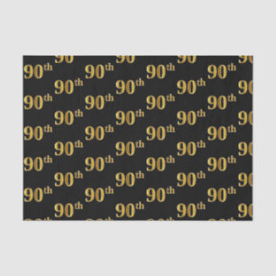 Black, Faux Gold 90th (Ninetieth) Event Tissue Paper
