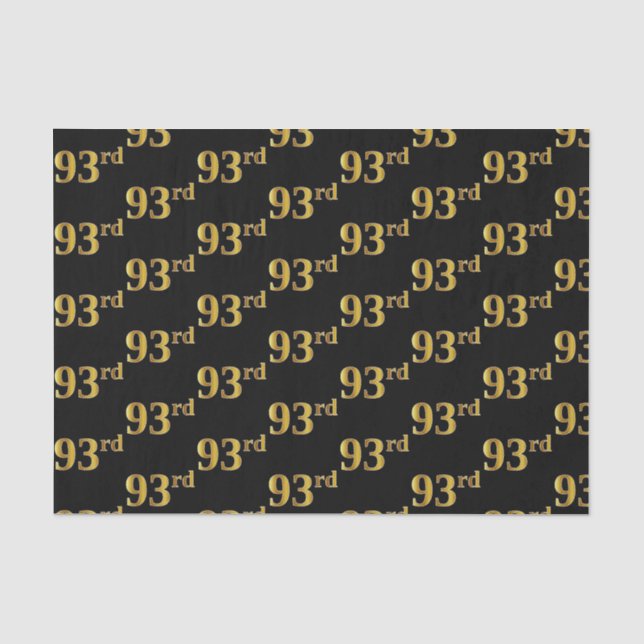 Black, Faux Gold 93rd (Ninety-Third) Event Tissue Paper (Front)