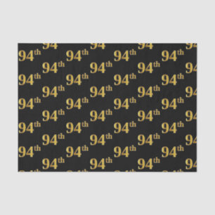Black, Faux Gold 94th (Ninety-Fourth) Event Tissue Paper