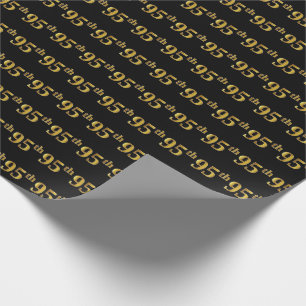 Black, Faux Gold 95th (Ninety-Fifth) Event Wrapping Paper