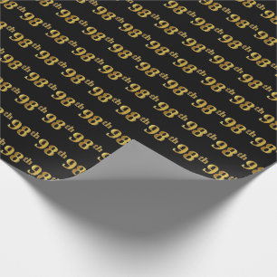 Black, Faux Gold 98th (Ninety-Eighth) Event Wrapping Paper