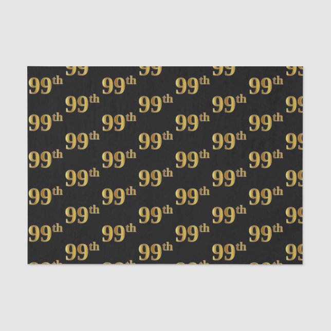 Black, Faux Gold 99th (Ninety-Ninth) Event Tissue Paper (Front)