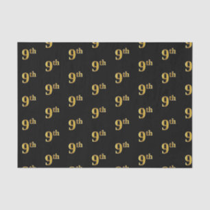 Black, Faux Gold 9th (Ninth) Event Tissue Paper