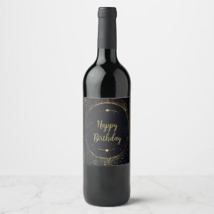 Black & Faux Gold Birthday Drink Label