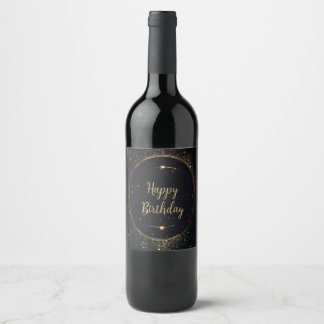 Black & Faux Gold Birthday Drink Label
