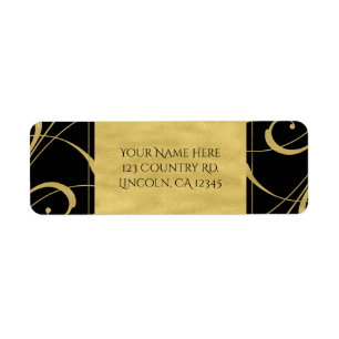 Black & Faux Gold Floral Swirl Elegant Wedding