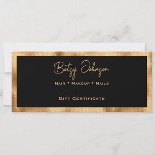 Black & Faux Gold Foil Gift Certificate Card