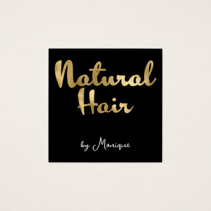 Black & Faux Gold Foil Natural Hair Business Card
