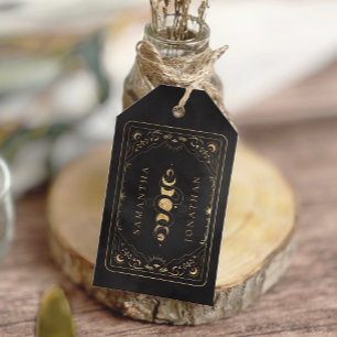 Black & Faux Gold Tarot Celestial Wedding Gift Tags