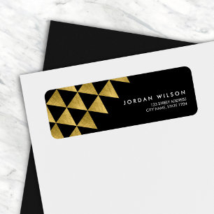 Black Faux Gold Triangle Abstract Modern Address