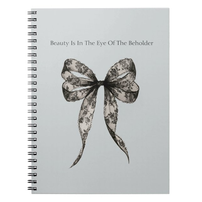 Black Faux Lace Bow Beauty Is Notebook (Front)