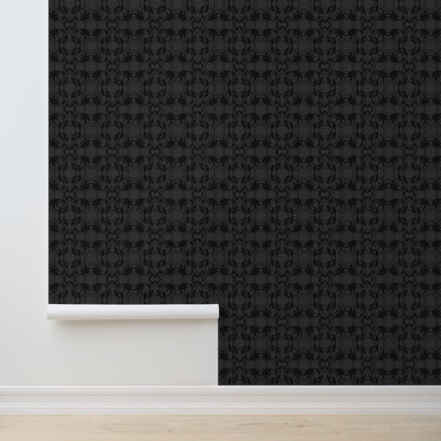 Black Faux Lace Pattern Wallpaper (Application)