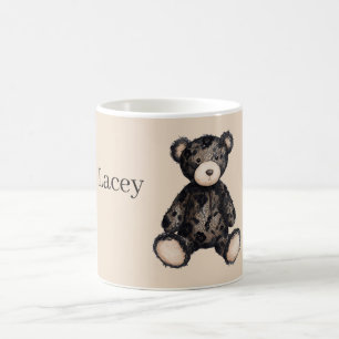 Black Faux Lace Teddy Bear Coffee Mug