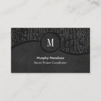 Black Faux Leather Alligator Skin Luxury Monogram