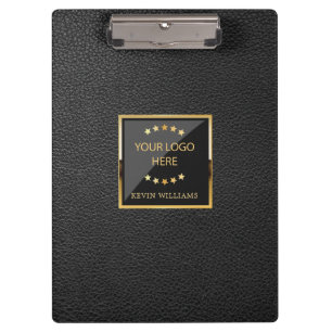 Black Faux Leather Logo Personalized Business Clipboard