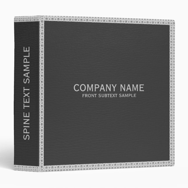 Black Faux Leather Look Glitter Accents Binder (Front/Spine)