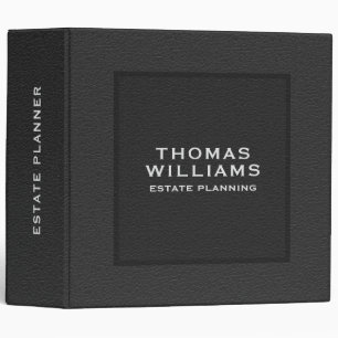 Black Faux Leather Look Gray Typography Binder