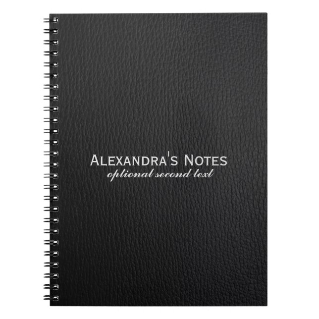 Black Faux Leather Look Template Notebook (Front)
