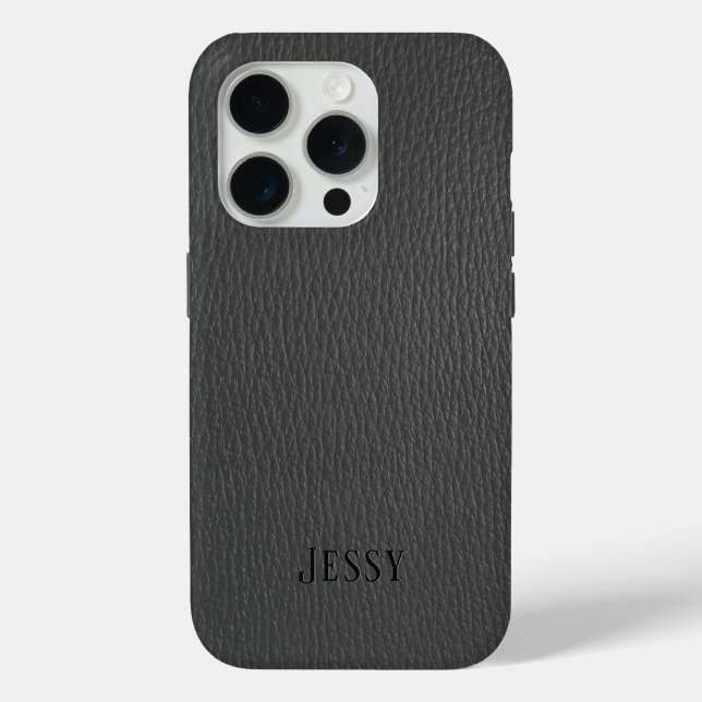 Black faux leather minimalistic design Case-Mate iPhone case (Back)
