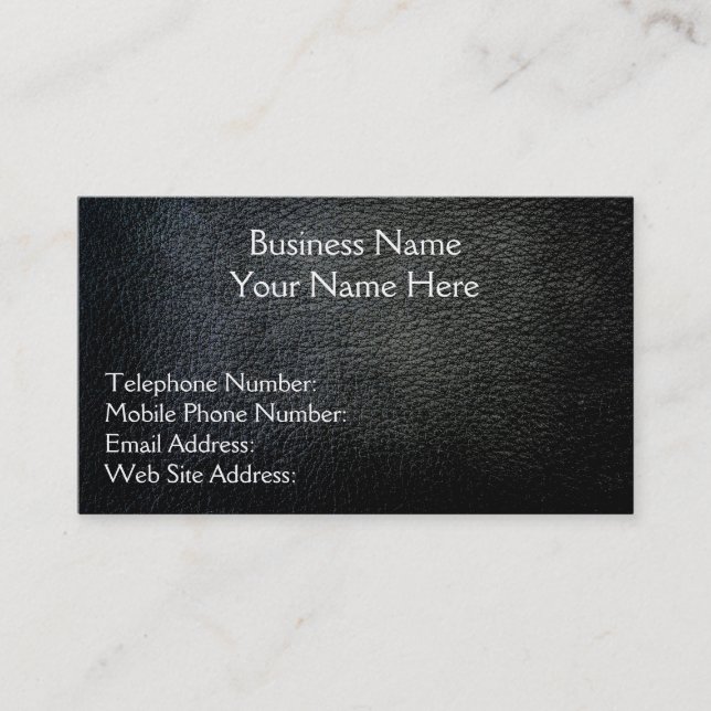Black Faux Leather Rustic style Business Cards (Front)