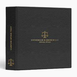 Black Faux Leather Texture & Gold Justice Scale Binder