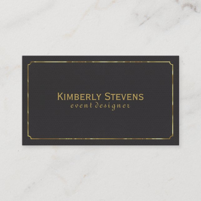 Black Faux Leather Vintage Look Business Card (Front)