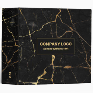 Black faux marble gold veins binder