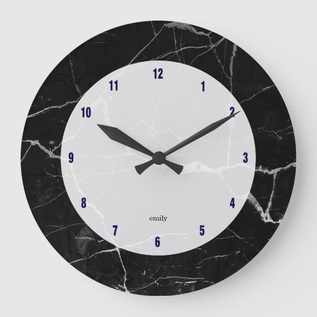 Black faux marble large clock (Front)