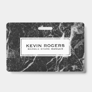 Black Faux Marble White Accent Badge