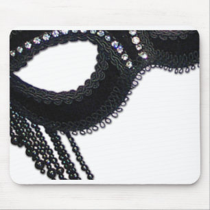Black Faux Rhinestone Mask Halloween Invitation Mouse Pad
