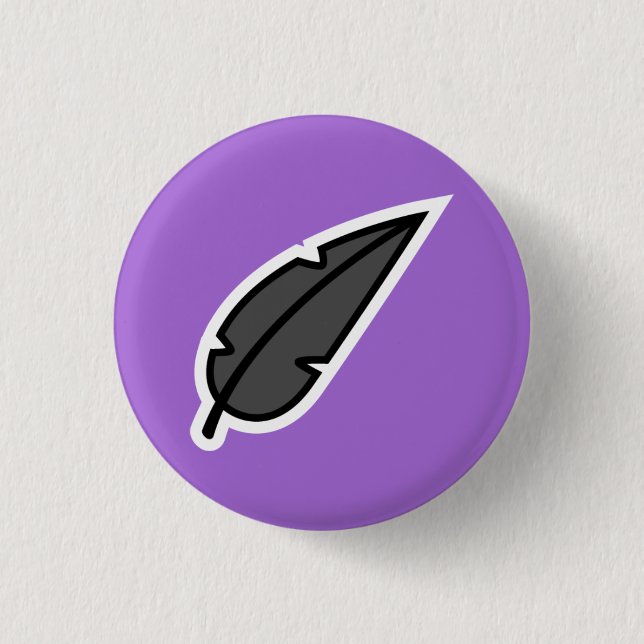 Black Feather 1 Inch Round Button (Front)