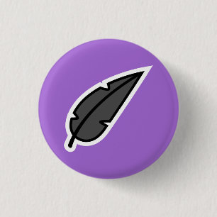 Black Feather 1 Inch Round Button