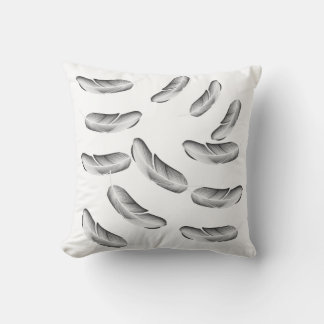 "Black Feather Elegance  Decorative Pillow" Throw Pillow