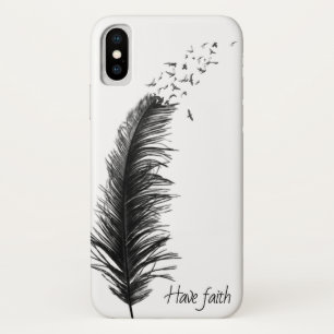 black feather with flying birds Case-Mate iPhone case