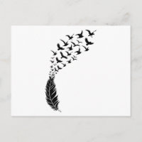 Black feather with flying birds