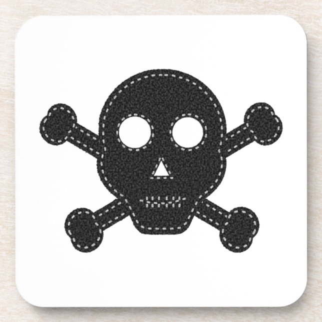 Black Felt Skull Coaster (Front)