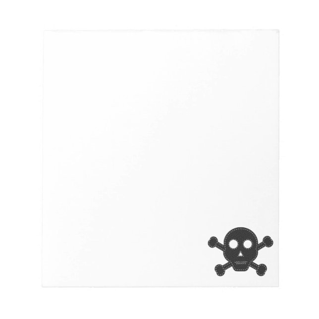 Black Felt Skull Custom Notepad (Front)