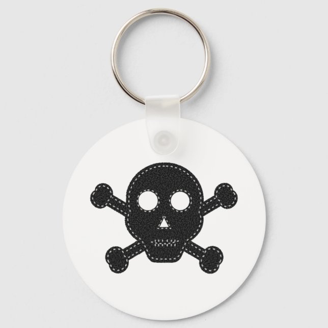 Black Felt Skull Keychain (Front)