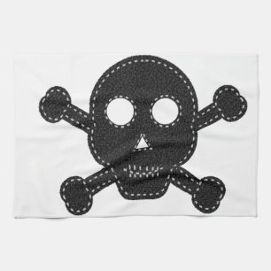 Black Felt Skull Kitchen Towel