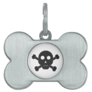Black Felt Skull Pet ID Tag