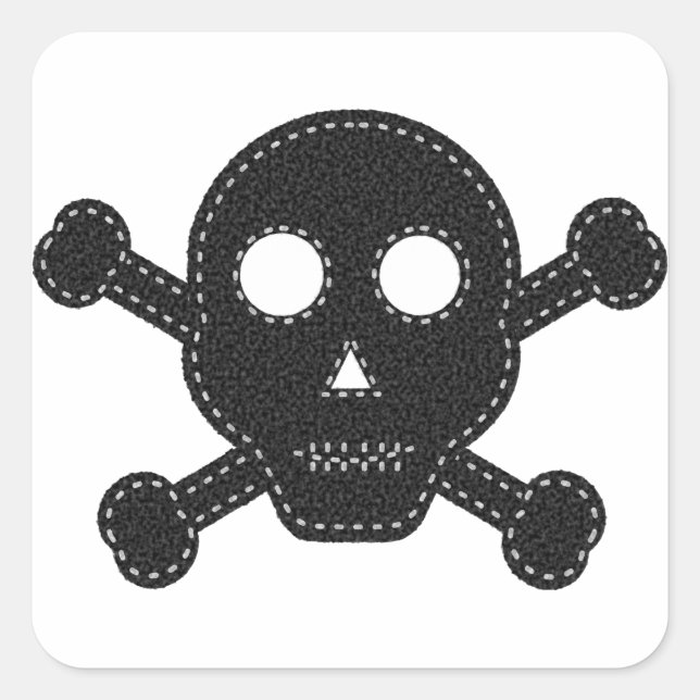 Black Felt Skull Square Sticker (Front)