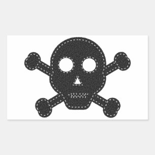 Black Felt Skull Sticker