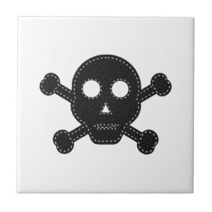 Black Felt Skull Tile